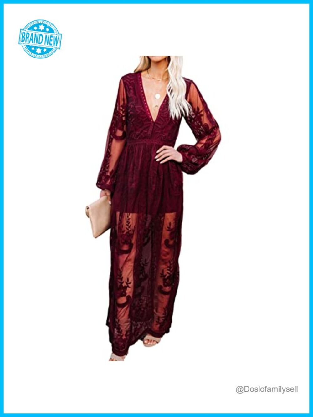 Womens Deep V Neck Short Sleeve Floral Lace Maxi Bridesmaid Dress